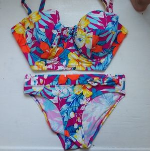 Pour Moi crop underwire 32FF bikini swimsuit